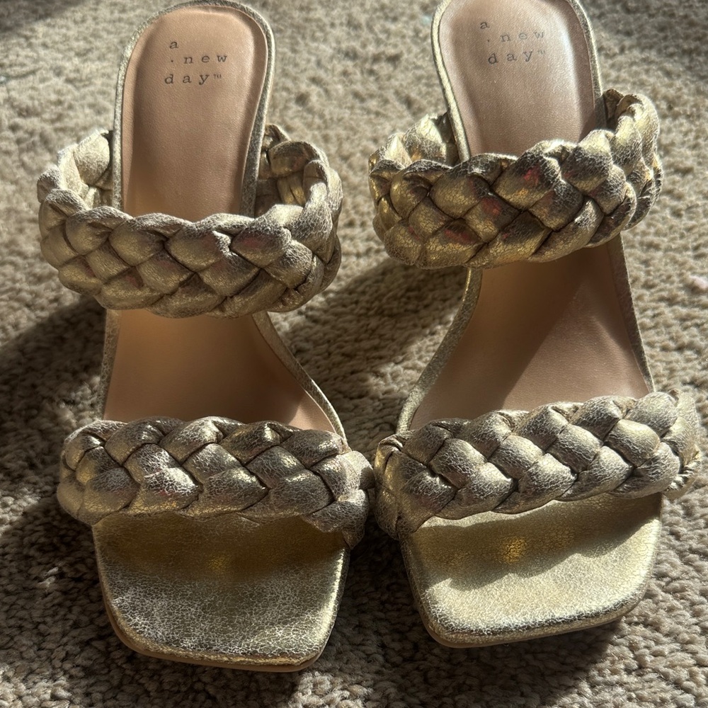 A New Day Metallic Braided Heels